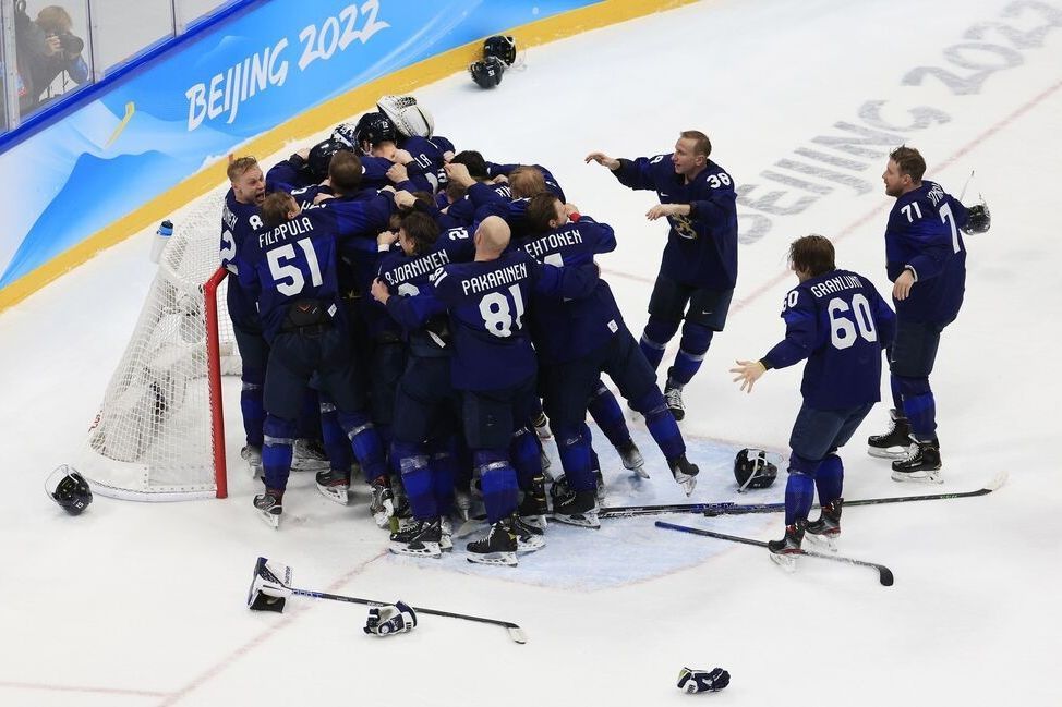 Finland beats the Republic of China to win the first gold medal in men's ice hockey