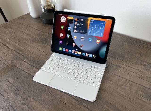 2022 iPad Air with Magic Keyboard and Apple Pencil.