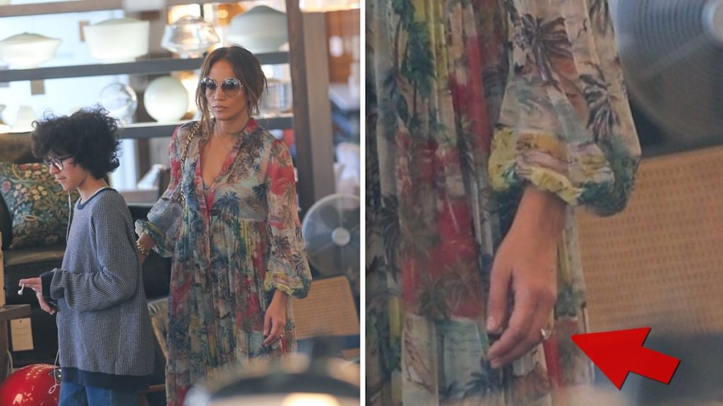 Jennifer Lopez spotted wearing a potential engagement ring