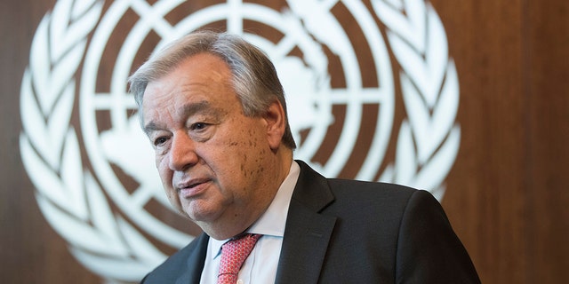 In this May 7, 2019 photo, United Nations Secretary-General Antonio Guterres is pictured during an interview at United Nations Headquarters.