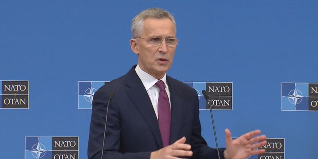 NATO Secretary Jens Stoltenberg during a press conference on March 4.