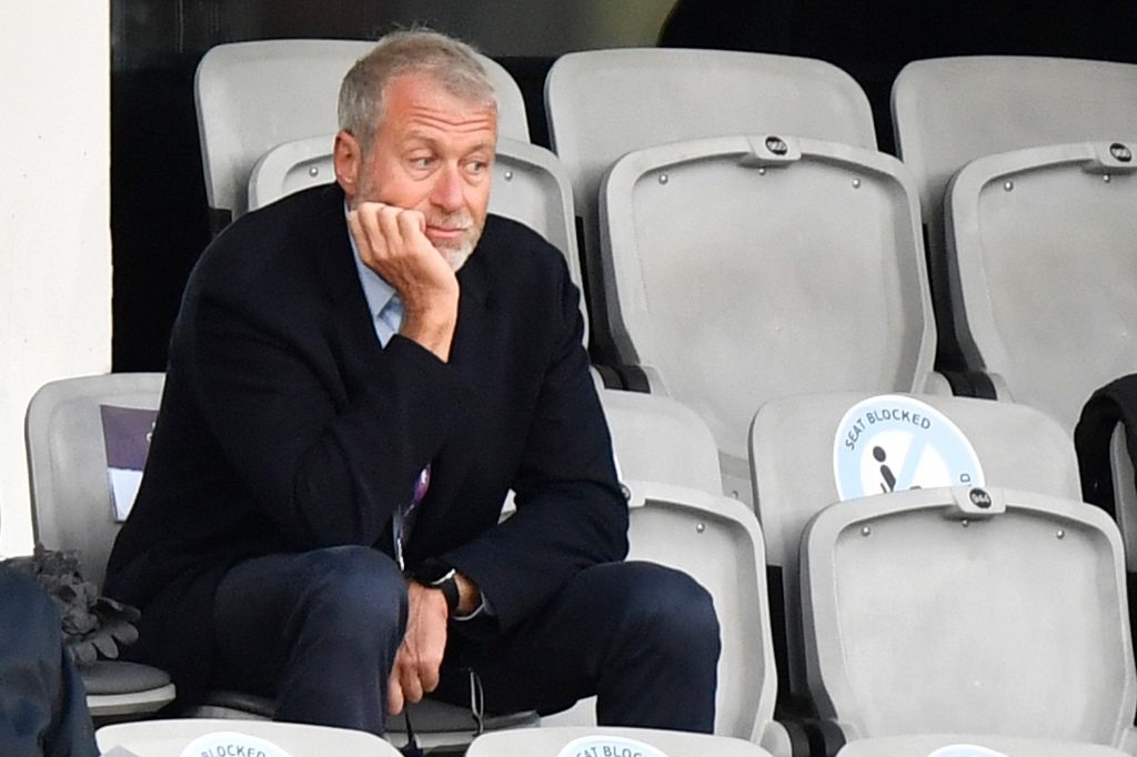 Chelsea FC owner Roman Abramovich attends the UEFA Women's Champions League final football match against FC Barcelona in Gothenburg, Sweden, on May 16, 2021.