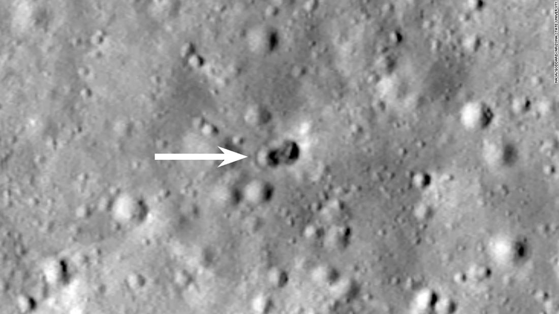 New double crater seen on the moon's surface after a mysterious rocket collides