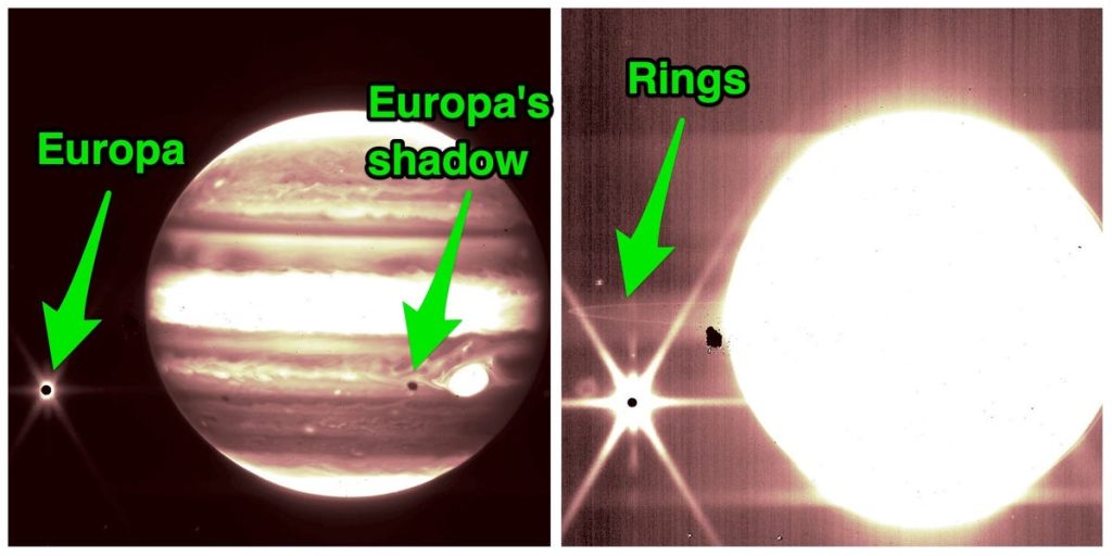 NASA Web Space Telescope Images of Jupiter, its rings and moons