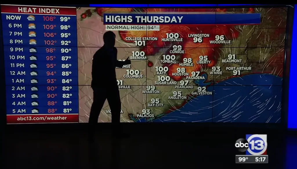 Energy flashes as a Texas meteorologist says a heat wave could cause outages