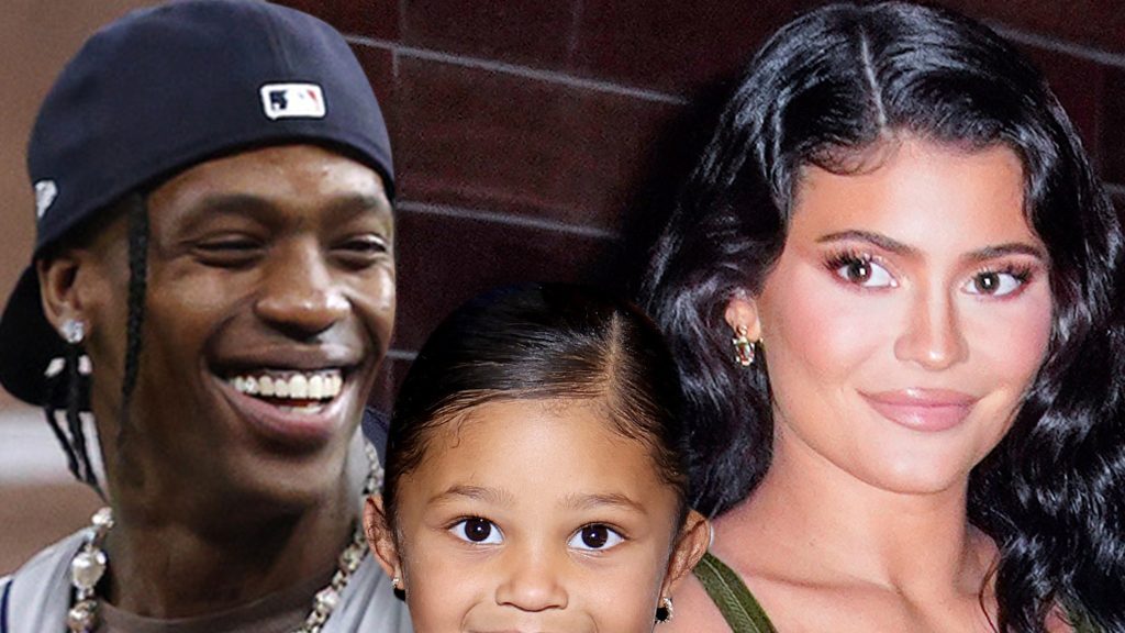 Kylie Jenner and Stormy fly to support Travis Scott at the Arena premiere