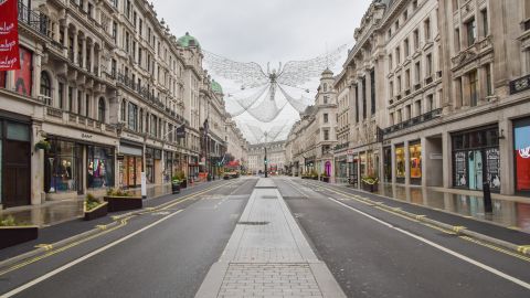 Regent Street in London during an epidemic lockdown.  The prime retail site is owned by Crown Estate.