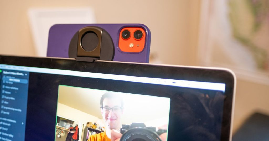 The MagSafe Continuity Camera mount from Belkin is an easy webcam upgrade