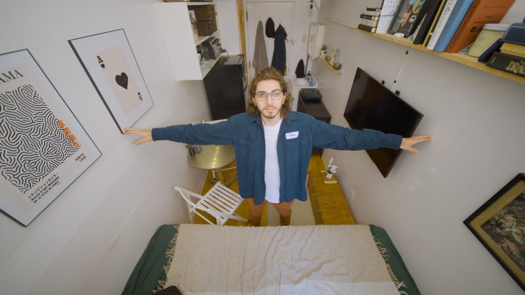 This 23-year-old pays $1,100 a month to rent a 95-square-foot.  ft apartment new york