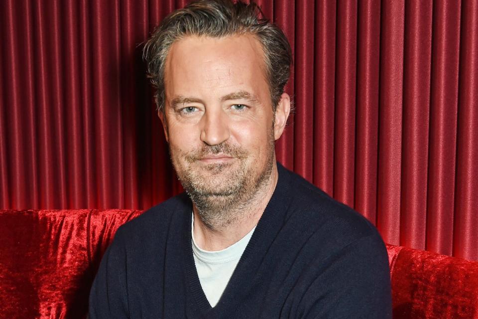 LONDON, ENGLAND - FEBRUARY 8: Matthew Perry poses in a photograph of ";  The End Of Longing "  , a new play he wrote and stars in, at Playhouse Theatre, on February 8, 2016 in London, England.  (Photo by David M. Bennett/Dave Bennett/Getty Images)