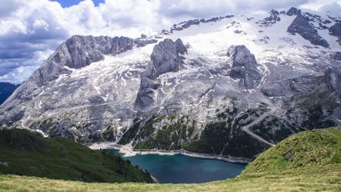 The summit of Punta Roca is seen after parts of the Marmolada glacier collapsed in the Italian Alps amid record temperatures in July.