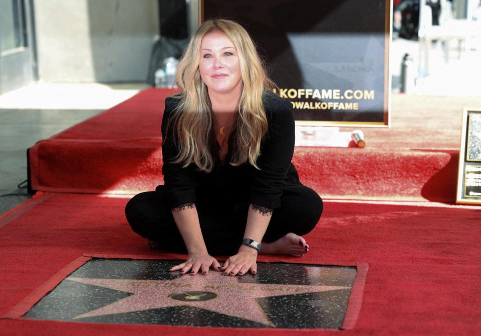 Actress Christina Applegate during her star's unveiling on the Hollywood Walk of Fame in Los Angeles, US, November 14, 2022. REUTERS/Mario Anzoni