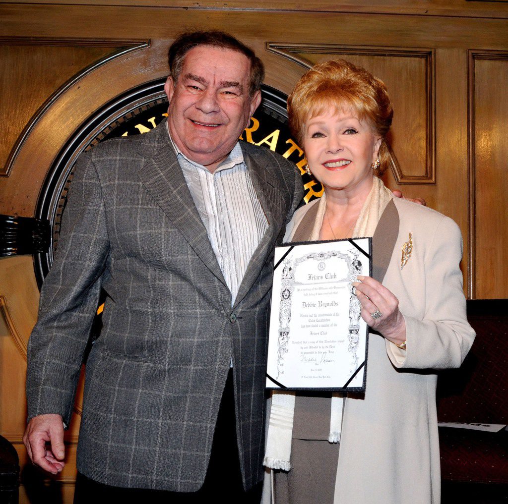 Freddy Roman and actress Debbie Reynolds at Friar's Club in 2009.