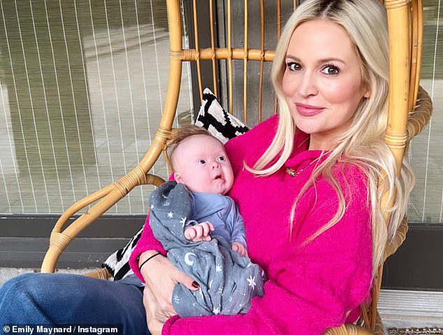 My baby: Former bachelor Emily Maynard Johnson announced this week that she has given birth to a son, Jones, who has Down syndrome.
