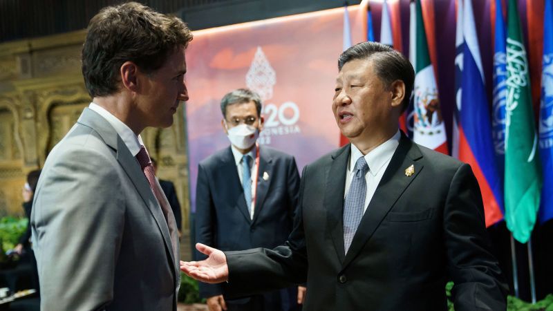 China's Xi Jinping lectures Justin Trudeau at the G20 about the alleged leak