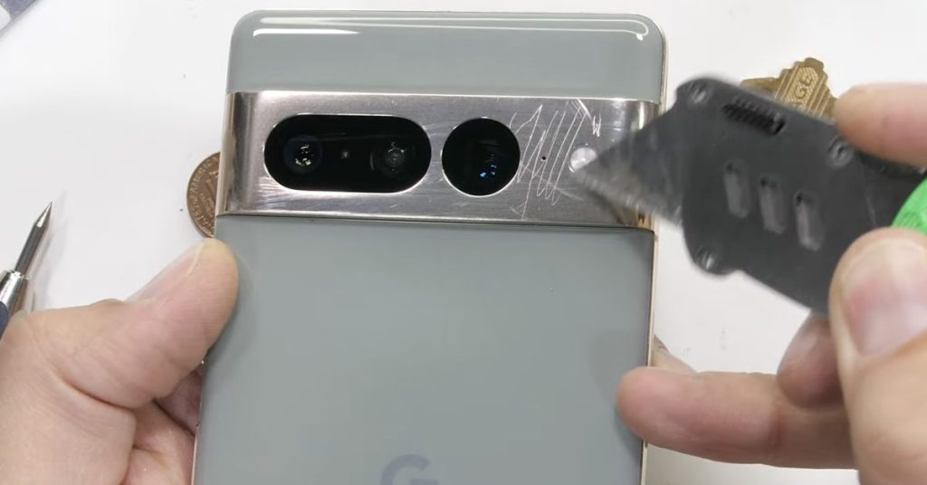 Pixel 7 Pro durability test shows scratched camera