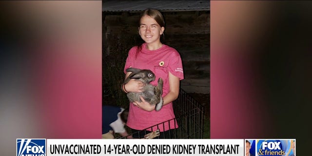 Julia Hicks, a 14-year-old girl, who was denied a kidney transplant because she was not vaccinated for Covid-19.